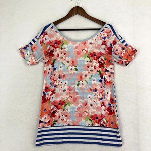 Matilda Jane Women's Size Small Bewitching Tidbit Blue White Pink Tunic Top